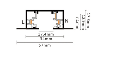 Top Quality Lighting 3 Wires Aluminium Track Bar Embedded One Circuit Guide Rail for Track